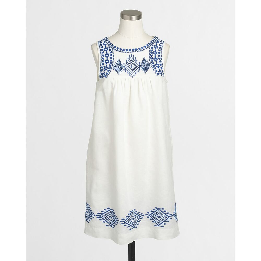 NWOT J Crew Linen Cotton Embroidered Dress